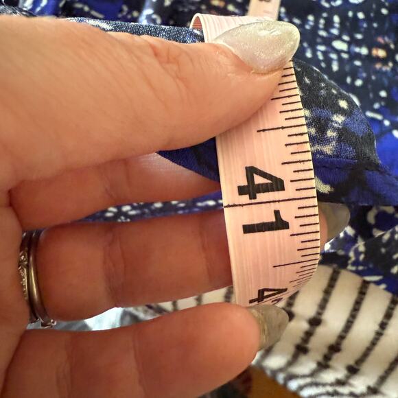 A.L.C. Blue and Black Printed Silk Button front Drop Hem Swing Dress Extra Small - Picture 9 of 10